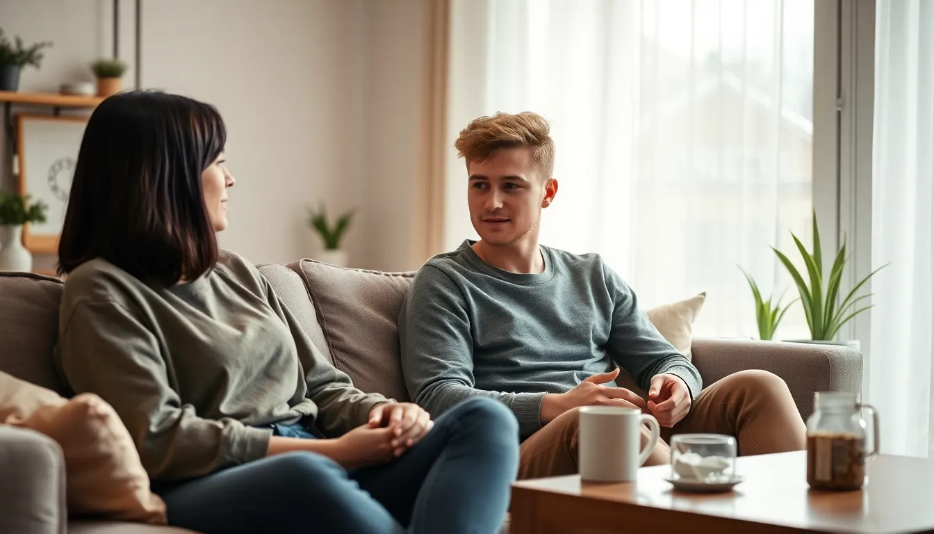 friends having a supportive conversation about relationship issues.